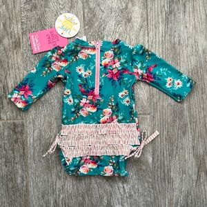 Ruffle Butts Swimsuit 0-3 months NWT RuffleButts Girls UPF 50+ Long Sleeve